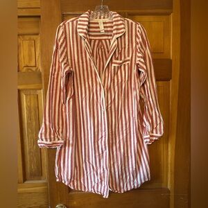 Candy Cane Stipe Button Up Sleep Dress